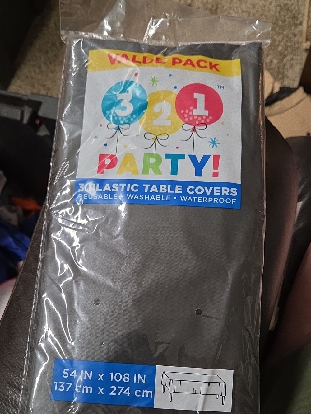 Party! Value Pack Black Plastic Table Covers - Waterproof (3 Pack)